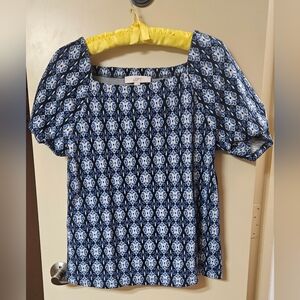 LOFT Blue Patterned Shirt NWT Size Medium
